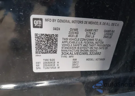 2024 GMC Terrain Awd Slt z USA, uszkodzony, nr VIN 3GKALVEGXRL321692